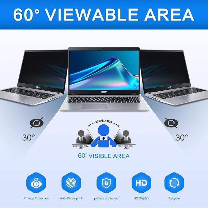 ZOEGAA 16 Inch Laptop Privacy Screen Filter for 16:10 Widescreen Display 13.54"x8.45" - Laptop Screen Privacy Shield and Anti Blue Light Anti Glare Screen Protector