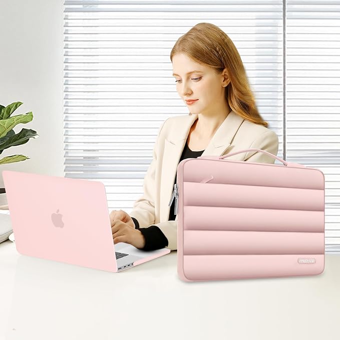 MOSISO Compatible with MacBook Pro 16 inch Case M5 M4 M3 M2 M1 2026-2021 A3429 A3428 A3403 A3186 A2991 A2780 A2485, Shell&Puffy Sleeve Bag&Keyboard Cover&Webcam Cover&Screen Protector, Pink