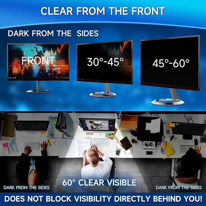 Magicmoon 2-Pack 24 Inch Computer Privacy Screen Filter, Anti-Spy/Glare Protector Film for Widescreen Monitor with 16:9 Aspect Ratio (Width x Height: 531mm x 298mm)