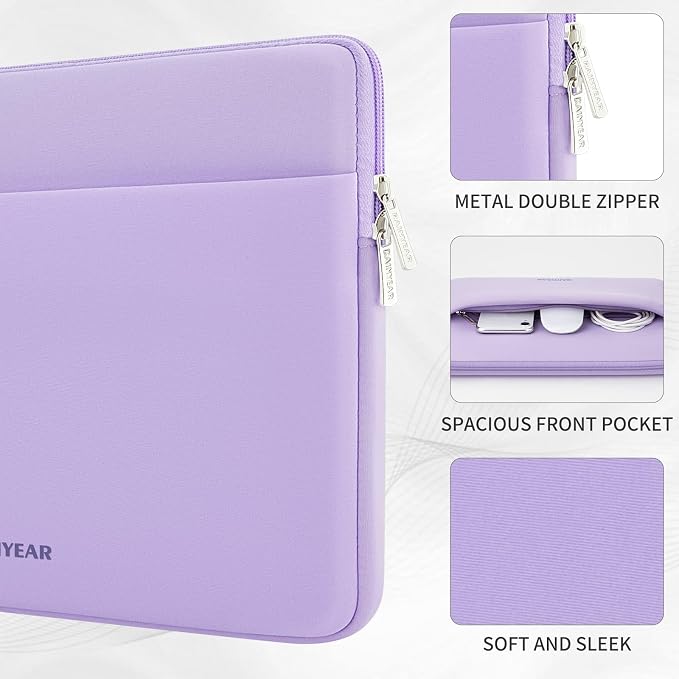 RAINYEAR Laptop Sleeve Case 15 16 Inch, Protective Portable Case with Front Pocket, Briefcase Handbag Computer Cover Laptop Bag Compatible for 15-16 Inch MacBook Air/Pro, Purple