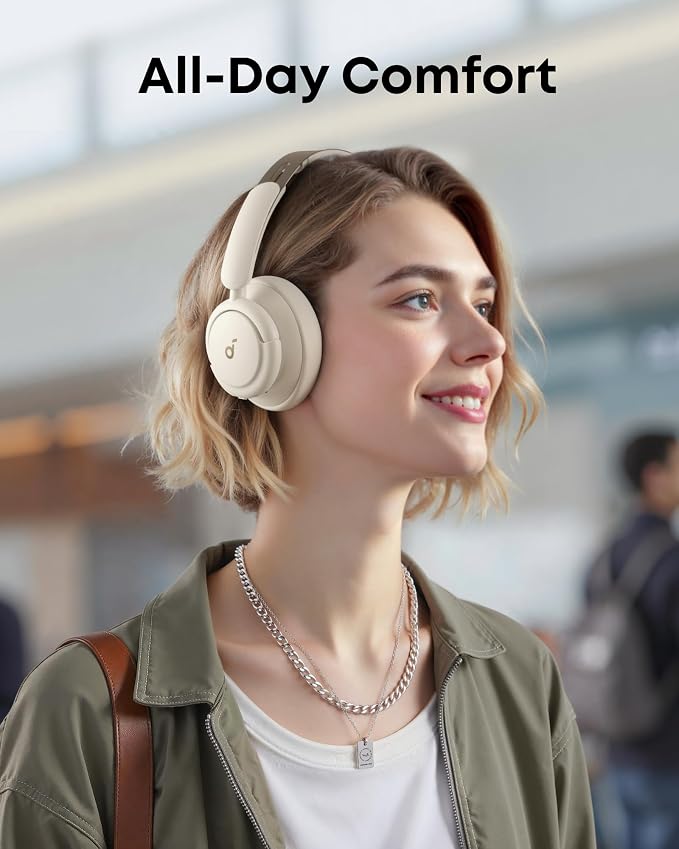 Soundcore Q30 by Anker, Hybrid Active Noise Cancelling Headphones, Multiple Modes, Hi-Res Audio, Custom EQ via App, 50H Playtime, Comfortable Fit, Bluetooth, Multipoint Connection (Renewed)