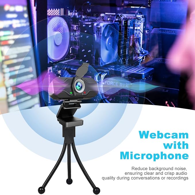 XPCAM USB C Camera 1080p Webcam with Microphone/Tripod/Cover, Auto Light Correction, 110° FOV, Plug & Play Pro Webcam for PC, Computer Camera for Laptop,Mac,Zoom/Teams/Skype/Twitch Streaming