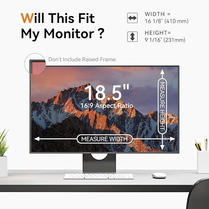 [5-Pack] 18.5 Inch Computer Privacy Screen for 16:9 Widescreen Monitor, Anti Glare Anti-UV Eye Protection Desktop PC LED Monitor Filter, Removable Anti-Scratch Screen Film 18in