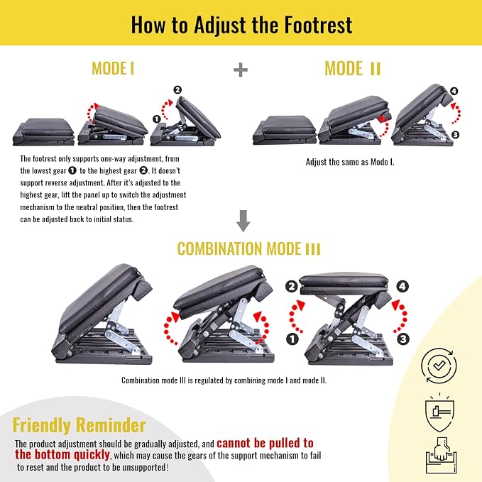 Foot Rest for Under Desk at Work Enlarged, Ergonomic Footrest with Adjustable Height and Angle, Foldable Foot Stool with Removable Pad Massage Beads for Office Gaming Chair Black