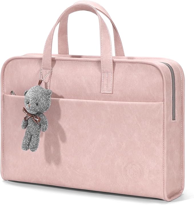 Protective Sleeve Case Bag Compatible with MacBook Pro 16 Inch, 15.6 inch, HP, Dell, Acer Aspire, Asus Notebook, Computer Bag with Shoulder Strap,Pocket,Handle, Pink