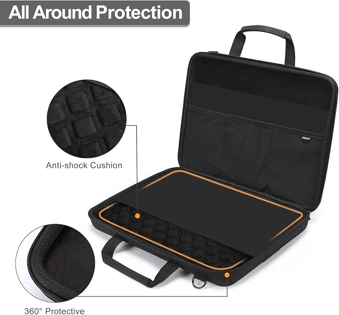 MOSISO Laptop Bag for Men,15-16 inch Computer Bag Compatible with MacBook Air 15 inch/Pro 16 inch, HP, Dell, Lenovo, Asus, Acer, Hard Shell Laptop Case with Front Pocket&Shoulder Strap, Black