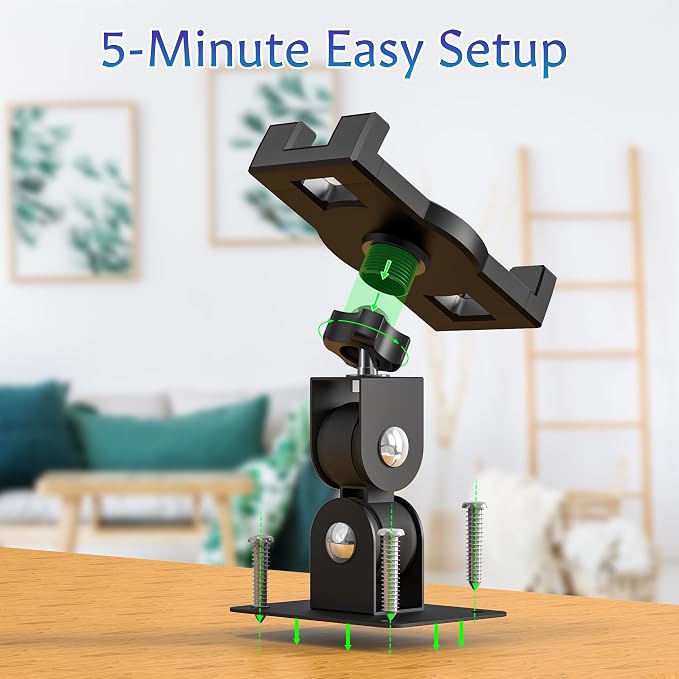 iPad Wall Mount, Tablet Wall Mount Holder - 360° Rotating Bracket, 180° Horizontal/Vertical Tilt Arm, Compatible with 4.7"-12.9" Devices Including iPad Pro, Mini, Air - Ideal for Home, Office