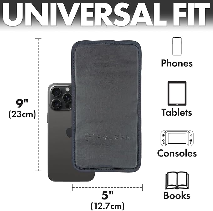 Airplane Phone Holder, Flexible Cell Phone Holder, Folding Cellphone Stand for Desk, Bed, Office, Treadmill - Airplane Gadgets for Long Travel Accessories - Plane Essentials (Vegan Leather)