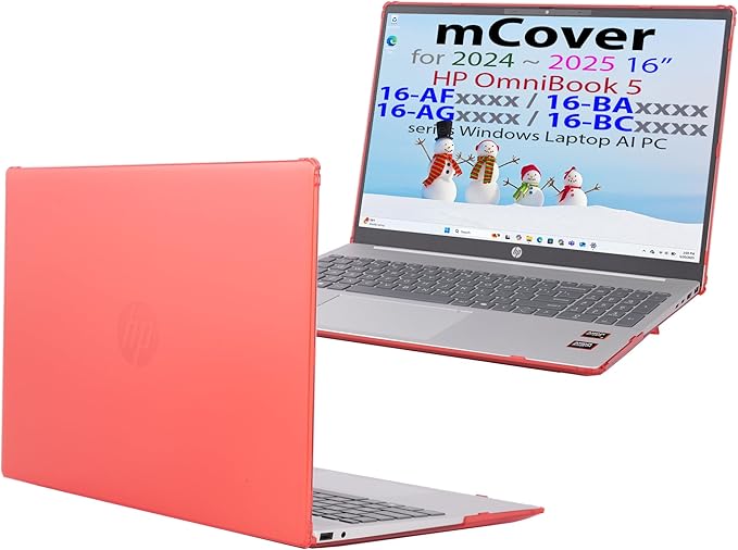 mCover Case ONLY Compatible for 16” 2024+ HP OmniBook 5 16-AF / 16-AG / 16-BAxxxx / 16-BCxxxx and Pavilion 16-AF / 16-AG0000 Series Windows AI Notebook PC (NOT Fitting Other HP Models)- Red