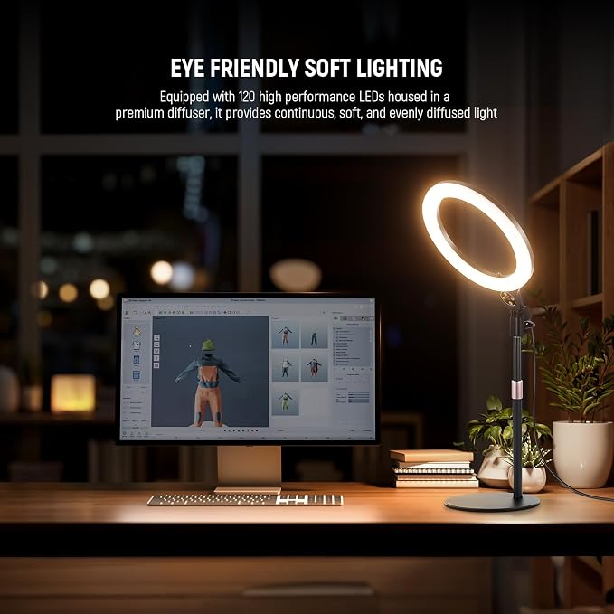 NEEWER Entry Level Version 10.5" Desk Ring Light with Stand/Phone Holder Compatible with iPhone/Remote, 10W CRI85+ LED Lighting for Streaming Recording Makeup Selfie Laptop Video Conference, N22