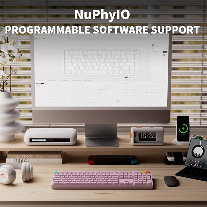 NuPhy Node100 Wireless Mechanical Keyboard, Hot Swappable Custom Bluetooth Keyboard, 109 Keys Computer Gaming Keyboards, Supports Touch Gestures, PBT Keycaps, RGB Backlit, Bluetooth/2.4GHz/USB-C