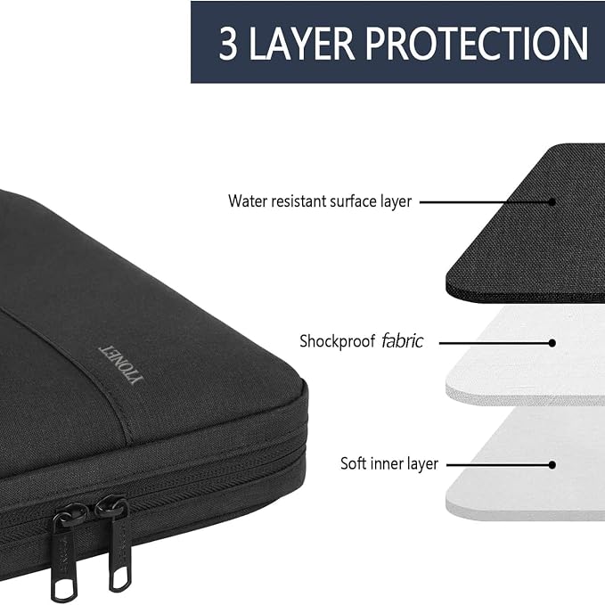Ytonet Laptop Sleeve Case 17 17.3 Inch, Water Resistant Laptop Cover TSA Travel Business Computer Carrying Bag with Handle, Compatible with MacBook Pro HP Dell Lenovo Asus Chromebook Notebooks, Black