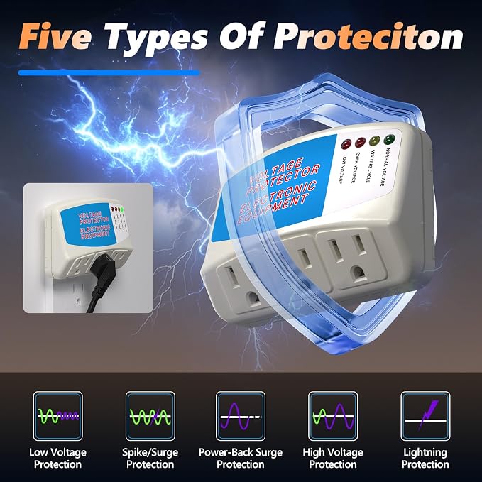 BSEED Surge Protector Power Strip for Home Appliance, 3 Outlet Power Surge Protector, Voltage Protector Brownout Surge Refrigerator 1875W, 120V, 15A, 1 Pack