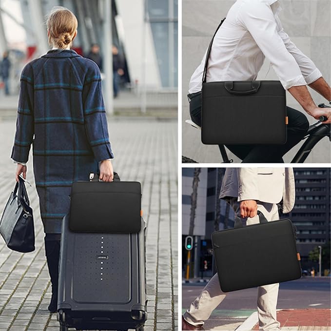 ZYB Waterproof 17 Inch Laptop Bag 17.3 Inch Briefcase,Laptop Case 17 17.3 Inch Sleeve Messenger with Shoulder Strap for 17 Inch Notebook Lenovo Dell HP ASUS Acer etc 17" Laptop Carrying Case Men-Black