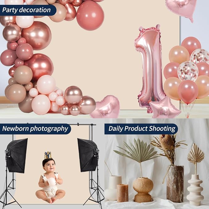 Beige Backdrop Background for Photography Photo Booth Backdrop for Photoshoot Background Screen Video Recording Parties Curtain 10x20FT