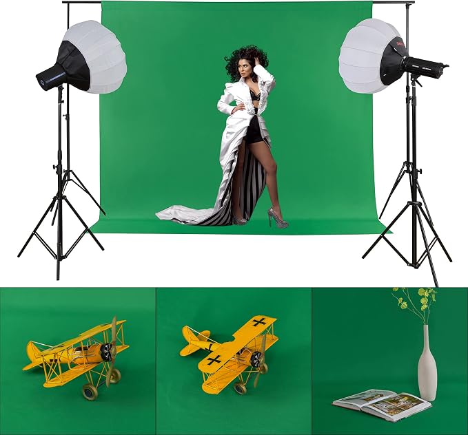 Joccun 6X9FT Green Backdrop Background for Photography,Polyester Backdrop Curtain Background Screen for Photography,Photoshoot,Video Recording,Studio(6X9ft,Green)