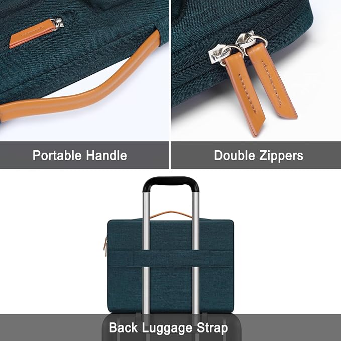 MOSISO 12.9 inch Tablet Sleeve Case for iPad Pro 13 M4 & iPad Air 13 M3 M2, iPad Pro 12.9 M2 M1 6/5th with Magic Keyboard&Smart Keyboard Folio, Side Open Carrying Bag with 4 Zipper Pockets, Teal Green