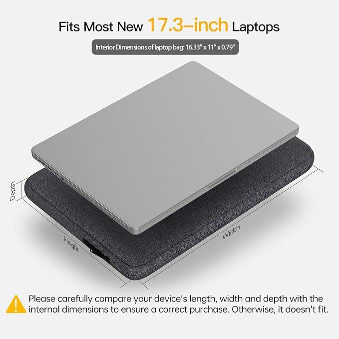 17 inch Laptop Sleeve Case for 2025 HP 17.3 Touchscreen Laptop, HP Envy 17, Pavilion 17, ASUS Vivobook 17, 17-in Water-Resistant Computer Notebook Bag