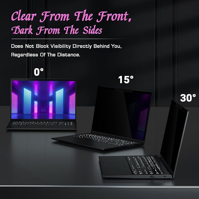 PYS Magnetic Laptop Privacy Screen 14 Inch (16:9 Aspect) - Anti-Glare Blue Light Filter, Removable Privacy Screen Protector Compatible with HP/Dell/Acer/Lenovo/Samsung/ASUS (12.2x6.9inch/ W x H)