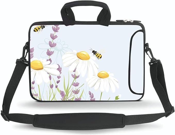 14 15 15.4 15.6 inch Messenger Bag Carrying Case Sleeve with Handle Accessory Pocket Fits 14 to 15-Inch Laptops/Notebook/Ebooks/Kids Tablet/Pad(Honeybee)