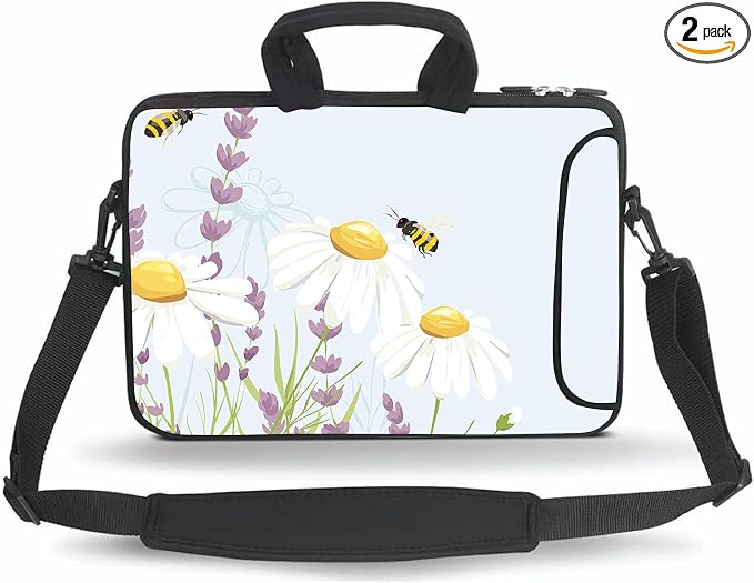 11 11.6 12 12.5 13 inches Case Laptop/Chromebook/Ultrabook/Notebook PC Messenger Bag Tablet Travel Case Neoprene Handle Sleeve with Shoulder Strap(Honeybee)