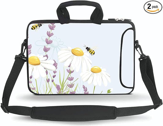 11 11.6 12 12.5 13 inches Case Laptop/Chromebook/Ultrabook/Notebook PC Messenger Bag Tablet Travel Case Neoprene Handle Sleeve with Shoulder Strap(Honeybee)