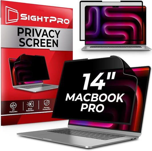 SightPro 14 Inch Privacy Screen for MacBook Pro(2021-2026, M1-M5) Monitor - Removable Laptop Privacy Filter Shield and Protector