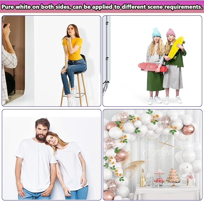 5x7.2ft White Backdrop for Photoshoot, Premium Quality White Background Screen Polyester Picture Photography Backdrop Photoshoot Accessories Content Creator Background for Studio Video Photo Booth