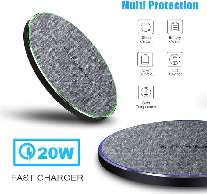 20W Fast Wireless Charger Pad,Wireless Phone Charging Station Compatible with iPhone 17/16/15/14/13/12/11/SE/AirPods,Fast Charge for Samsung Galaxy S25/S24/S23/S22/Note/Buds/Buds +,Pixel,LG G8/7