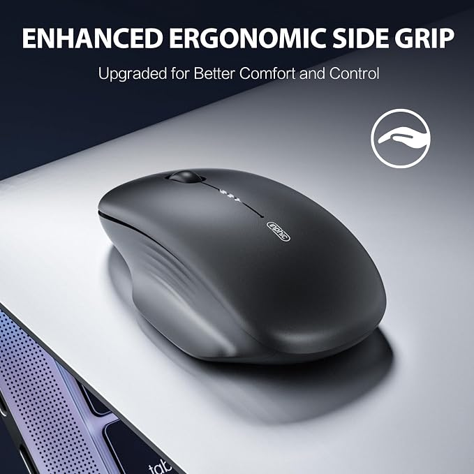 INPHIC M1 II Wireless Mouse Bluetooth, 80g Tri-Mode (Bluetooth 5.0/4.0+USB) Computer Mouse, Visible Battery Leval, Type-C Charging, for Windows/PC/Mac/Tablet/Laptop - Black
