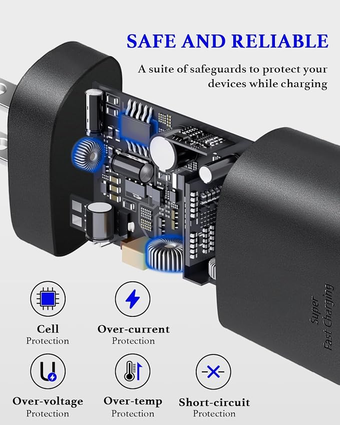 25W Type C Charger Fast Charging 10 ft, USB C Charger Block & Android Phone Chargers Cord 10 Foot for Galaxy S25 Ultra/S25/S25+/S24 Ultra/S24/S24+/S23/S22 Ultra