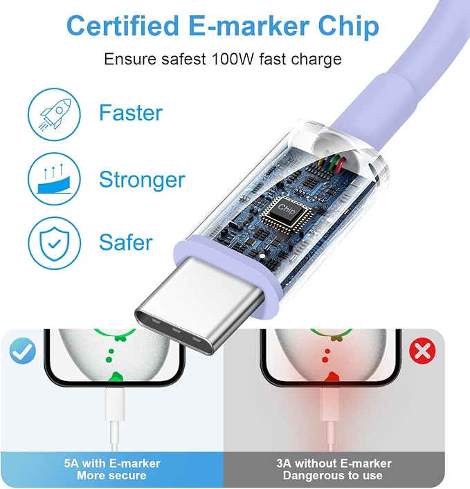 iPhone 17 16 15 Fast Charging 10FT Long USB C Charger Type C Charger 3 Pack Fast Charger USB C for iPhone 17/17 Plus/17 Pro/17 Pro Max/16/16 Plus/16 Pro/16 Pro Max/15 Pro Max,iPad Pro,Samsung(Purple)