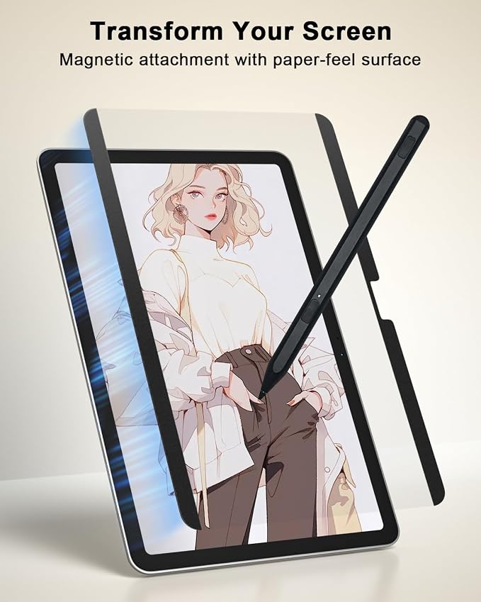 PYS Magnetic Paper-Feel Screen Protector for Google Pixel Tablet 11 Inch (2023), Detachable and Reusable, Draw and Write Like on Paper, Case Friendly, Anti-Glare Matte Finish