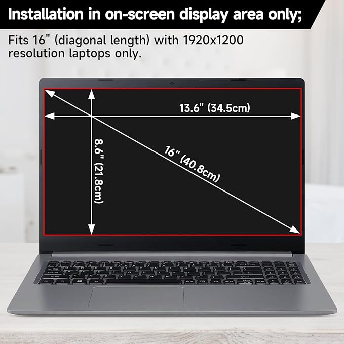 2 Pack 16 Inch 16:10 Laptop Privacy Screen Filter, Anti Blue Light Glare & Anti Scratch Computer Privacy Shield for 16" with 1920x1200 Aspect Ratio Laptop, Not for 16.1''