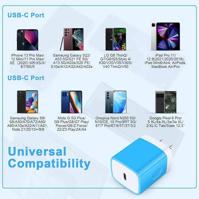 USB C Box,GiGreen 20W Fast Wall Charger Plug Power Adapter for Samsung Galaxy S25 Ultra/S24FE/A16 5G/A15/A54/A56/A13/S23/A53/A23/Z Fold 7 6/S21/A03s/S22,iPhone 16 Pro Max/15/14/13/12/11,Pixel 9 Pro/8a