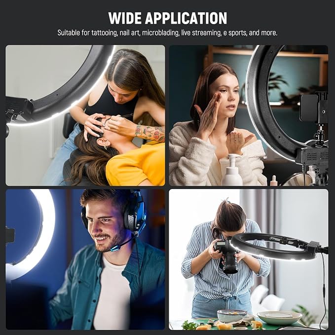 NEEWER 18 Inch Ring Light with Tripod Stand, 55W Large LED Ringlight, Cold Shoe Phone Holder Compatible with iPhone Camera for Video Recording Photography Streaming Selfie Makeup Studio Photo, RL-18