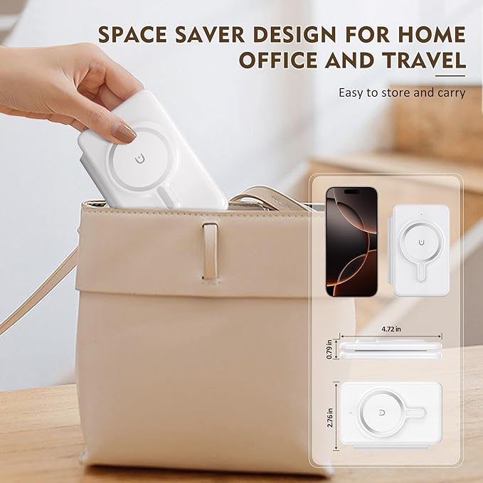 Magnetic Wireless Charger for iPhone: 3 in 1 Travel Charging Station for Apple Devices for iPhone 17 Air 16 15 14 13 12 Pro Max Plus - Foldable Charging Pad for Apple Watch Series & Airpods 4 3 2 Pro