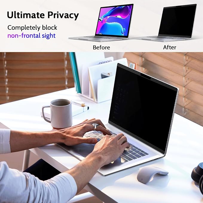 Peslv Magnetic Privacy Screen for Surface Book 3/2/1 15 Inch, Removable Anti Blue Light Glare Filter, Black Security Private Apy Block Protector