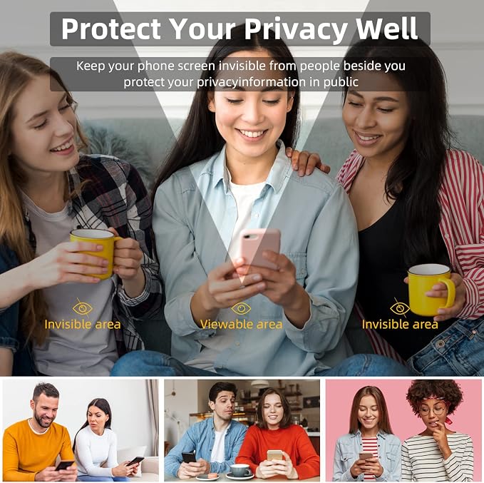 EGKimBa Privacy Screen Protector - Compatible with iPhone 16, 15, 14 Pro - 6.1 inch Gradient Colorful Electroplated Anti-Spy Anti-Blue Light Tempered Glass | Electroplated