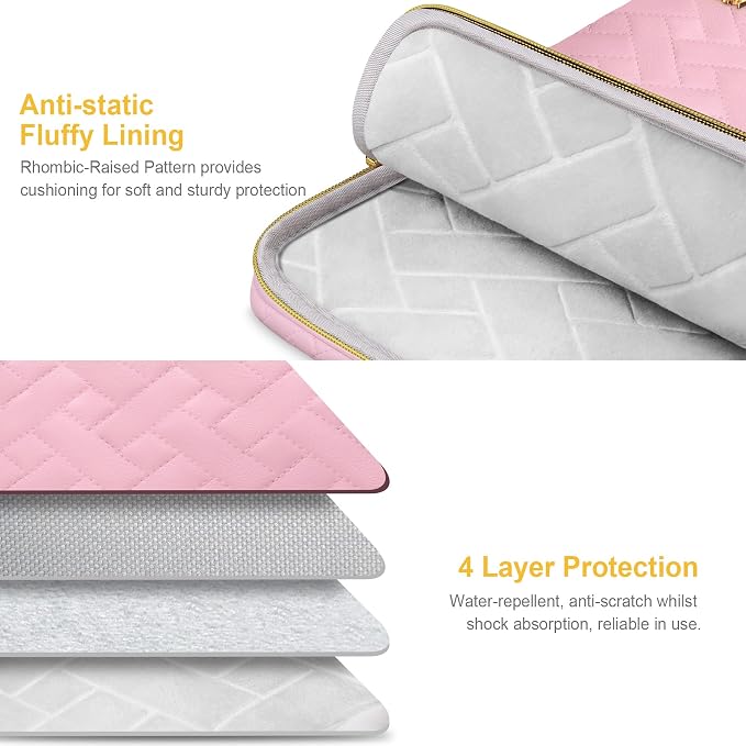 Lacdo Laptop Sleeve Case for 16 inch New MacBook Pro M5 Pro/Max A3428 A3429 (2026), M4/M3/M2/M1 A3403 A3186 A2991 A2780 A2485 2024-2019 | 15 inch Surface Laptop 7 6 5 4 Computer Bag, Sakura Pink