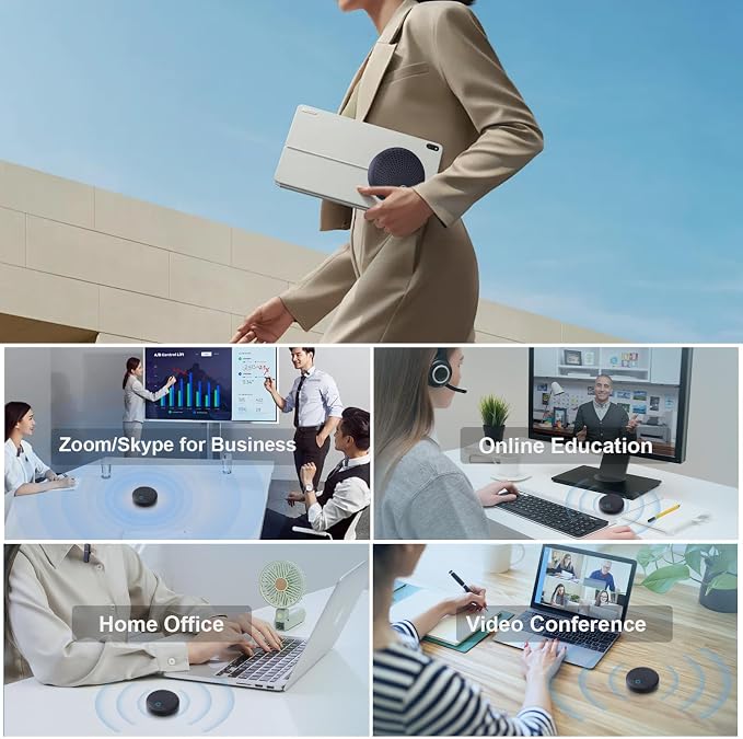 Conference Speaker and Microphone, 10 AI Mics 360° Voice Pick Up & Noise Reduction, USB Speakerphone for 10-15 People Conference Room, Compatible with Multi-Leading Platforms, Zoom, MS Team