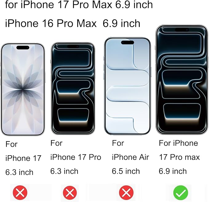 2 Pack Anti-Blue Privacy Tempered Glass for iPhone 17 Pro Max/iPhone 16 Pro Max Anti-Spy Screen Protector Film Gradient Colorful 6.9 inch
