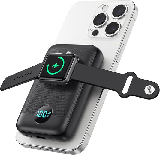 Magnetic Portable Charger for iPhone & Apple Watch,10800mAh 25W PD QC4.0 Fast Charging USB C Power Bank,4 Output Dual-Side Magnet Travel Essentials Battery Pack for iPhone 17/Air/16/15/14/13/12 Series