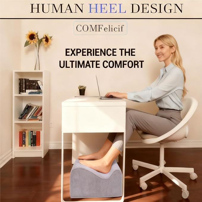 Foot Rest for Under Desk at Work,At Work Soft Ergonomic Footrest,Support Foot Pillow,Heel Chair,Leg Elevation Pillow (Light Grey)