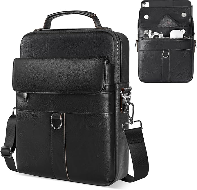 13 Inch Laptop Leather Sleeve for 2026-2022 MacBook Air 13 M5 M4 M3 M2 A3449 A3240 A3113 A2681, 13" MacBook Neo A18, Protective Carrying Bag Shoulder Travel Case with Pockets, Black