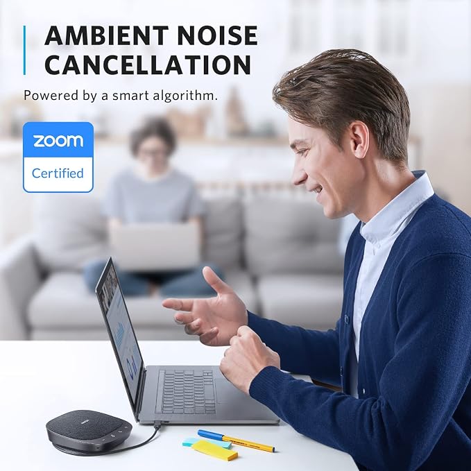 Anker PowerConf S330 USB Speakerphone, Conference Microphone for Home Office, Smart Voice Enhancement, Plug and Play, 360° Voice Coverage via 4 Microphones, and Powerful Sound (Renewed)