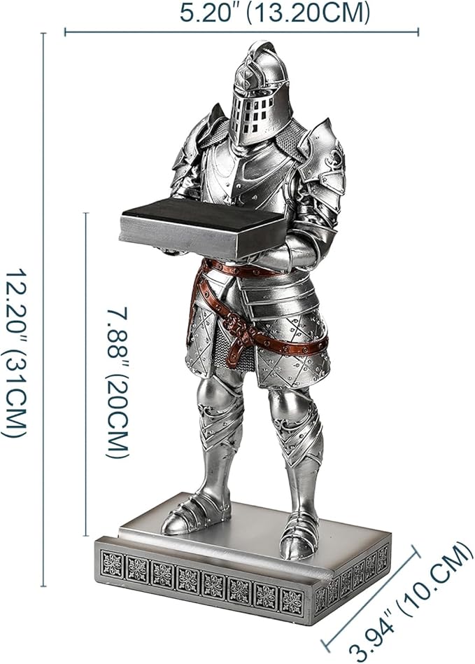 King's Guard Headphone Stand Watch Display Stand Jewelry Bracelet Necklace Holder Trays Towers Warrior Knight Mobile Phone Stand for Office & Home 12.20 Inch (Silver)