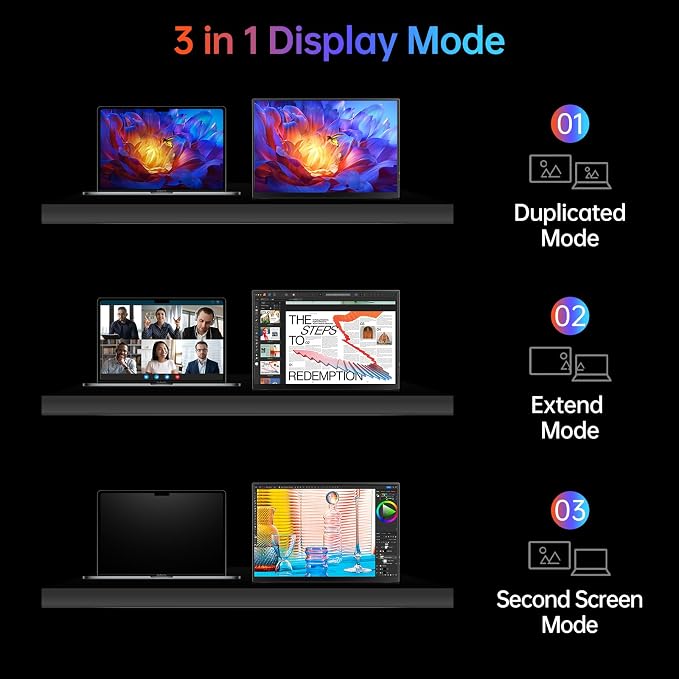 VILVA Portable Monitor 14 inch FHD 1920 * 1200P USB C HDMI Ultra-Slim IPS Travel Display w/Smart Cover & Speakers, HDR Plug&Play, External Monitor for Laptop PC, Phone,Mac