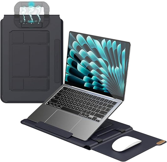 Nillkin Laptop Sleeve 14.2 inch, PU Leather Sleeve with Stand and Carry Go Handle for HP Dell ASUS MacBook 13,Tablet, e-Book Reader,Laptop 13-14 inch Bag Case (Black, 13.98 * 9.57 * 0.79 inch)