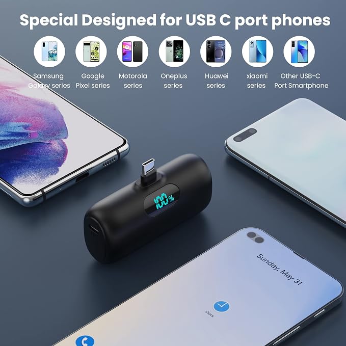 [2 Pack]Portable Charger Power Bank for iPhone 17/16/15,Mini USB C Portable Power Bank 5500mAh Fast Charging Battery Pack Travel Essentials for iPhone 15/16/17 Plus/17 Pro/17 Pro Max,Samsung Android